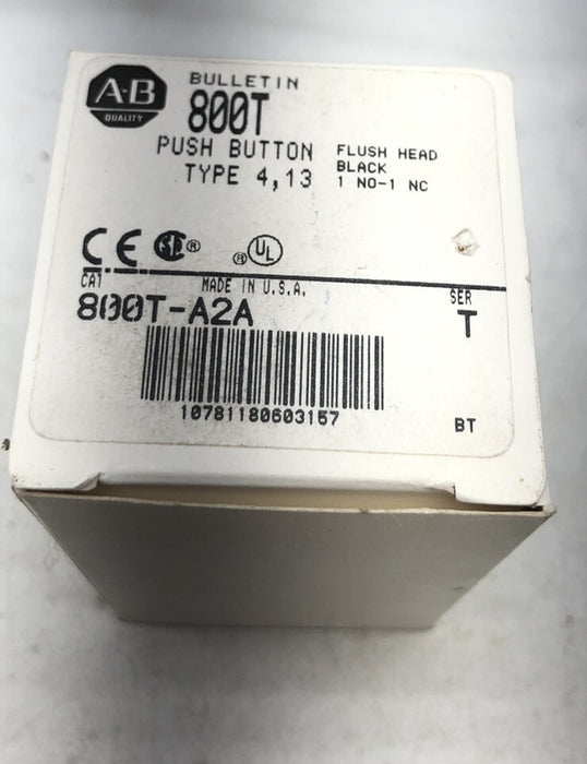 ALLEN-BRADLEY 800H-A2A SER T NON-ILLUMINATED BLACK FLUSH HEAD PUSH BUTTON
