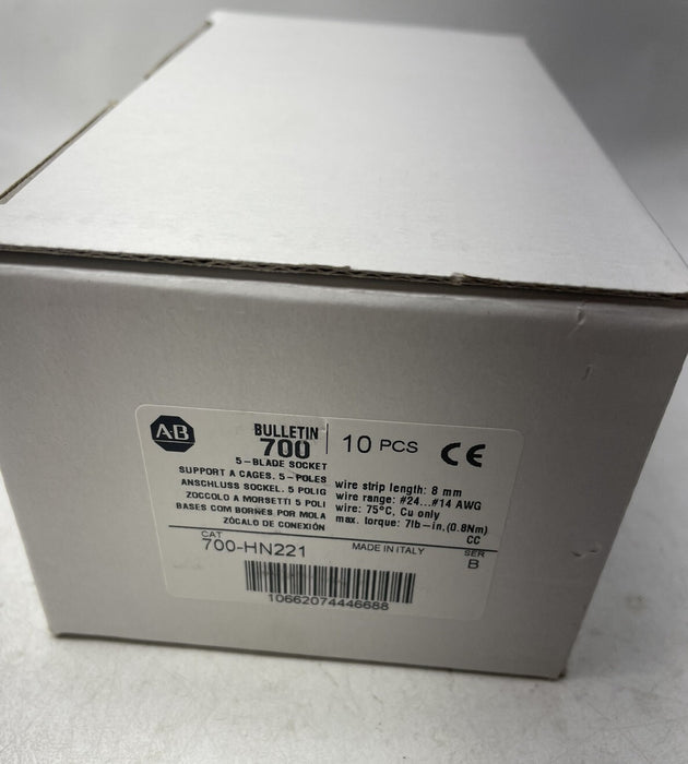 NEW 10 PACK ALLEN-BRADLEY 700-HN221 5-BLADE SOCKET / RELAY BASE ICE CUBE AB