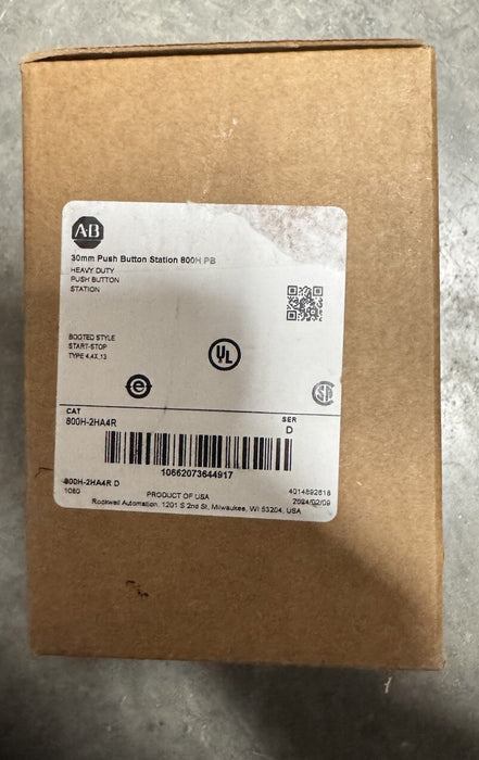 ALLEN BRADLEY 800H-2HA4R SER D BOOTED START-STOP HEAVY DUTY PUSH BUTTON STATION