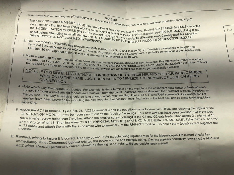 NEW KONECRANES R74928F1 MORRIS THYRISTOR SCR PACK BRIDGE RECTIFIER & HARDWARE