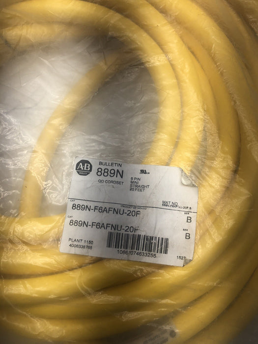 NEW ALLEN-BRADLEY 889N-F6AFNU-20F QD CORDSET 6 PIN MINI STRAIGHT 20FT QD