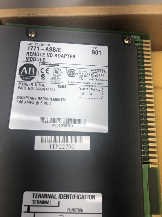 REMAN 1771-ASB ALLEN-BRADLEY REMOTE I/O ADAPTER MODULE RIO 1771ASB 1771-ASB/E
