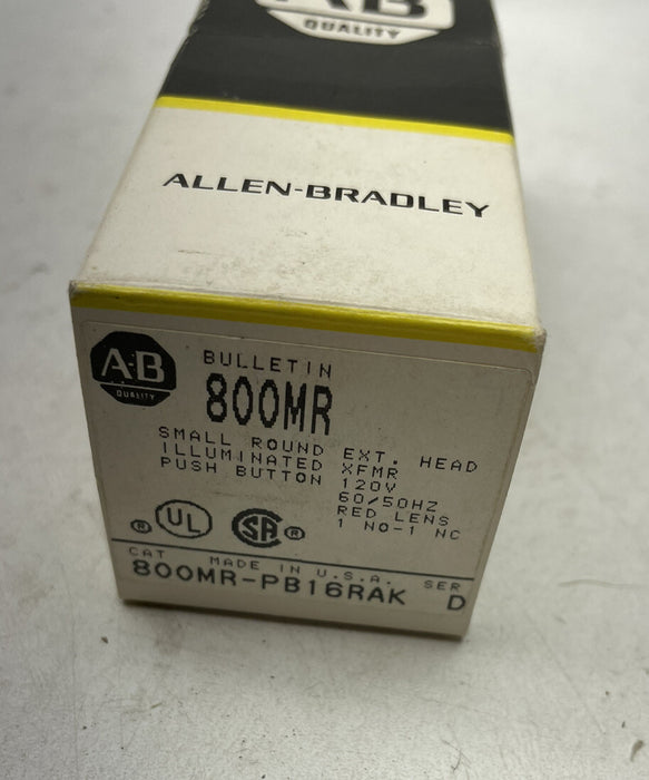 Allen Bradley 800MR-PB16RAK ROUND ILLUMINATED PUSHBUTTON RED HEAD 800MR 800MR-