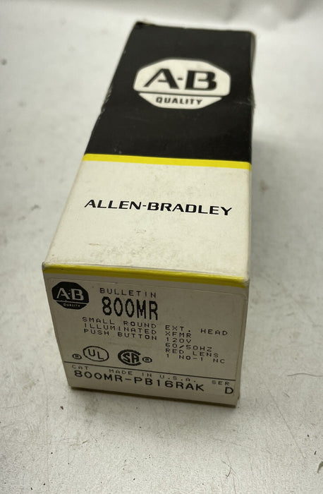 Allen Bradley 800MR-PB16RAK ROUND ILLUMINATED PUSHBUTTON RED HEAD 800MR 800MR-