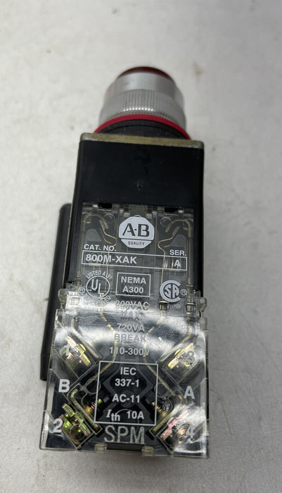 Allen Bradley 800MR-PB16RAK ROUND ILLUMINATED PUSHBUTTON RED HEAD 800MR 800MR-