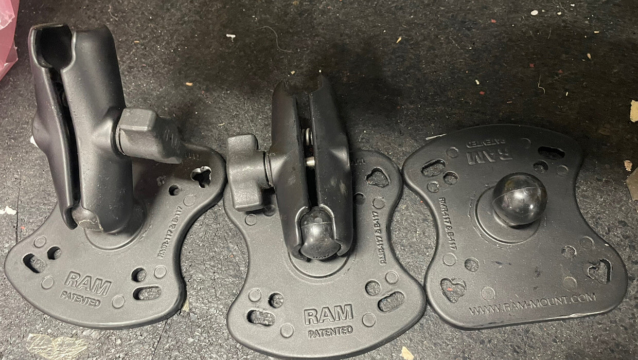 LOT OF THREE RMR-117 & B-117 RAM MOUNT 3 BASES AND 2 ARMS SEE PHOTOS
