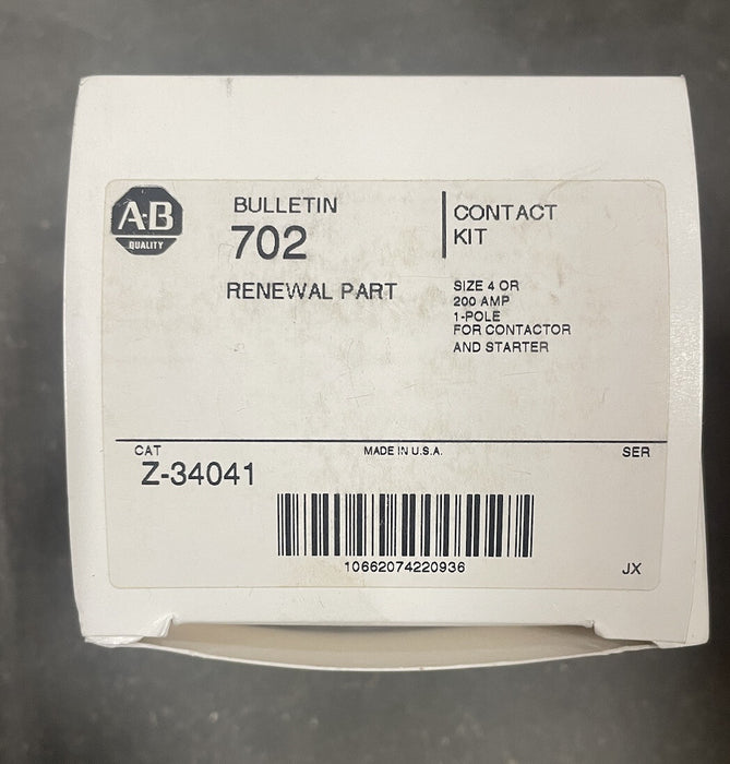 NEW BULLETIN 702 RENEWAL CONTACT Z-34041 NEMA SIZE 4 200 AMP FOR STARTER 1 POLE