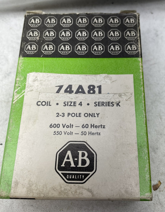 NEW ALLEN-BRADLEY 74A81 SIZE 4 600 VAC 60 HZ STARTER COIL 550 VAC 50HZ SERIES K