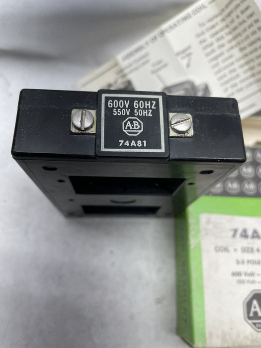 NEW ALLEN-BRADLEY 74A81 SIZE 4 600 VAC 60 HZ STARTER COIL 550 VAC 50HZ SERIES K