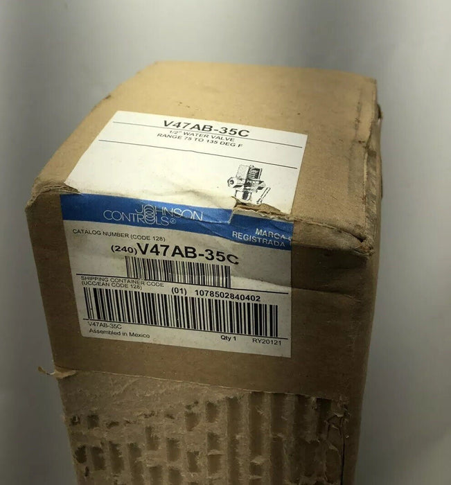 NEW JOHNSON CONTROLS V47AB-35C 1/2" WATER VALVE RANGED 75 TO 135 DEG F
