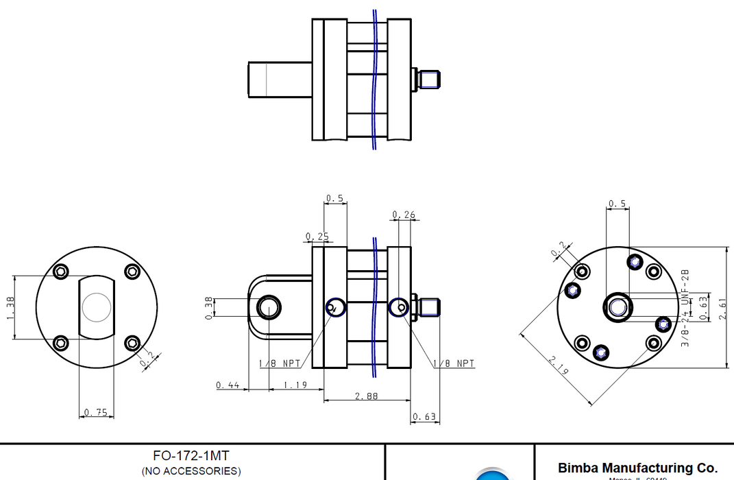 NEW BIMBA FO-172-1MT FLAT-1 PNEUMATIC CYLINDER FO-172 -1MT
