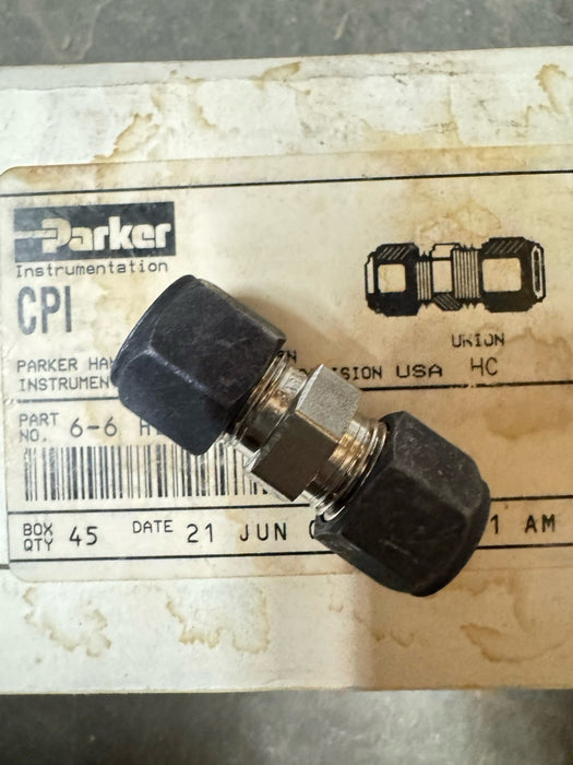 Parker CPI 6-6-HBZ-SS Tube UNION 3/8"x 3/8" Stainless Compression  QTY