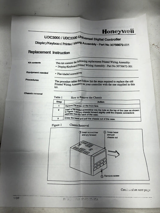 NEW 2008 HONEYWELL UDC3000 DISPLAY / KBD PWA SPARE PART NO. 30756672-501 NIB