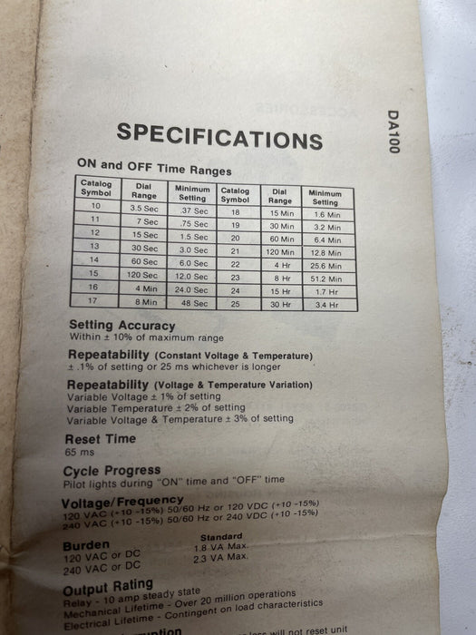 EAGLE SIGNAL DANAHER CONTROLS DA1814A3 ELECTRONIC REPEAT CYCLE TIMER MINIFLEX