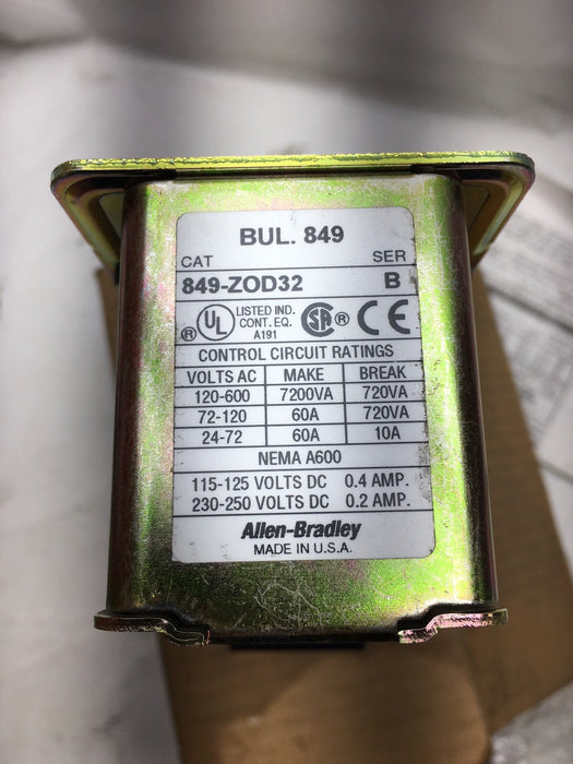 NEW Allen Bradley 849ZOD32 849-ZOD32 Ser B Pneumatic Timing Relay ON-Delay