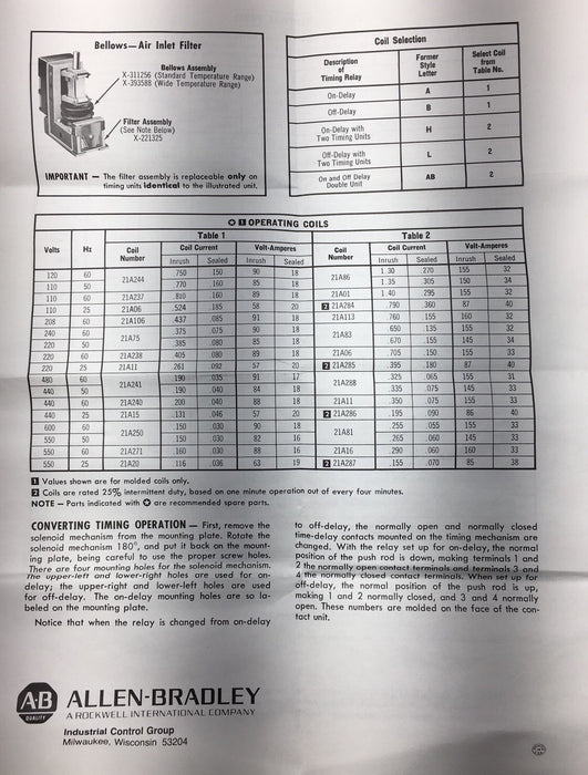 NEW Allen Bradley 849ZOD32 849-ZOD32 Ser B Pneumatic Timing Relay ON-Delay