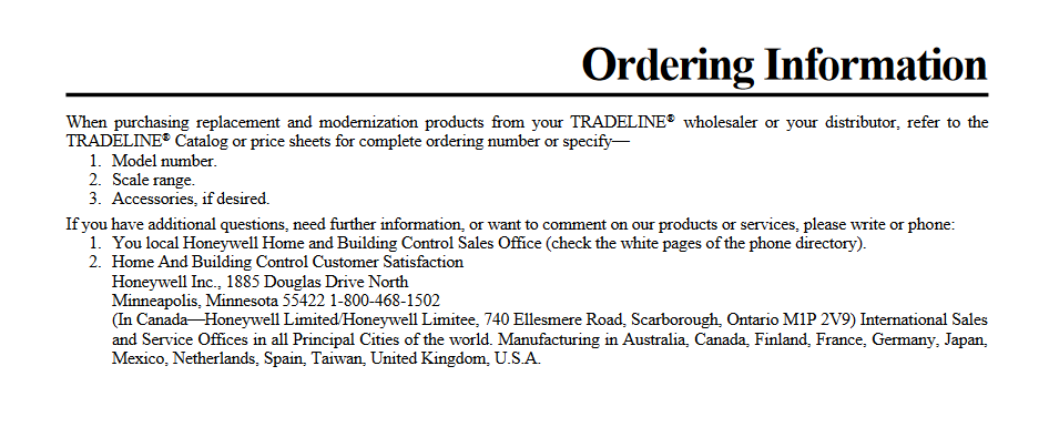 HONEYWELL THERMOSTAT T921G 1005 30VAC 135 OHM POT 56-84F THROTTLING T921G1005