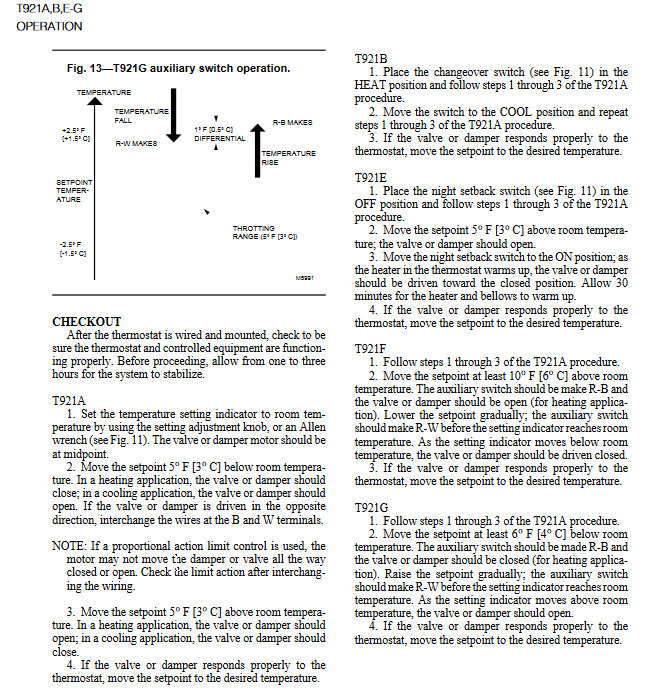 HONEYWELL THERMOSTAT T921G 1005 30VAC 135 OHM POT 56-84F THROTTLING T921G1005