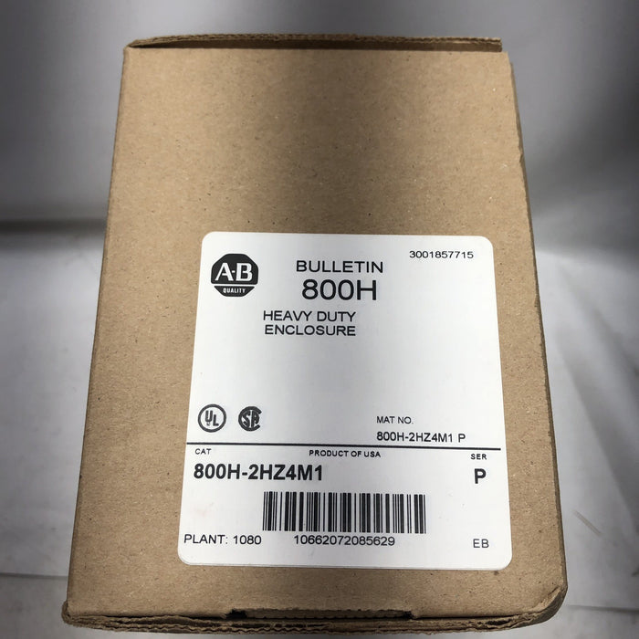 800H-2HZ4M NEW ALLEN-BRADLEY HEAVY DUTY PUSH BUTTON ENCLOSURE 2 HOLE TYPE SS