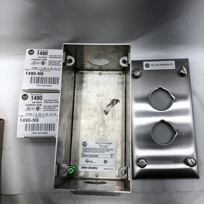 800H-2HZ4M NEW ALLEN-BRADLEY HEAVY DUTY PUSH BUTTON ENCLOSURE 2 HOLE TYPE SS