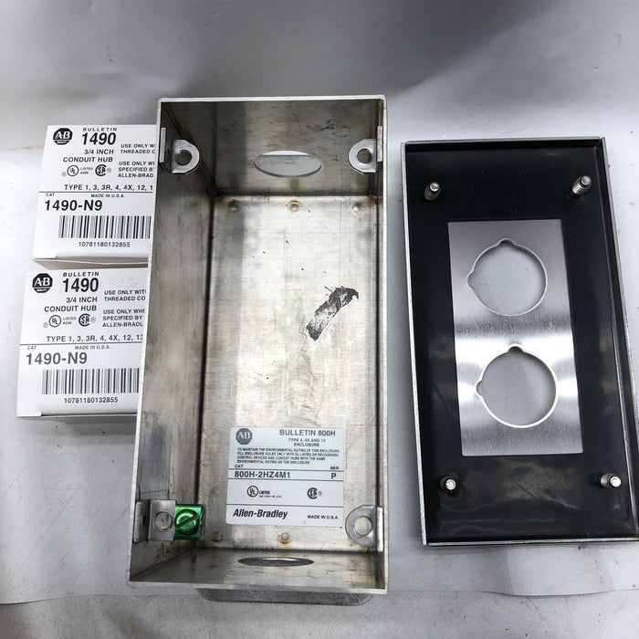 800H-2HZ4M NEW ALLEN-BRADLEY HEAVY DUTY PUSH BUTTON ENCLOSURE 2 HOLE TYPE SS