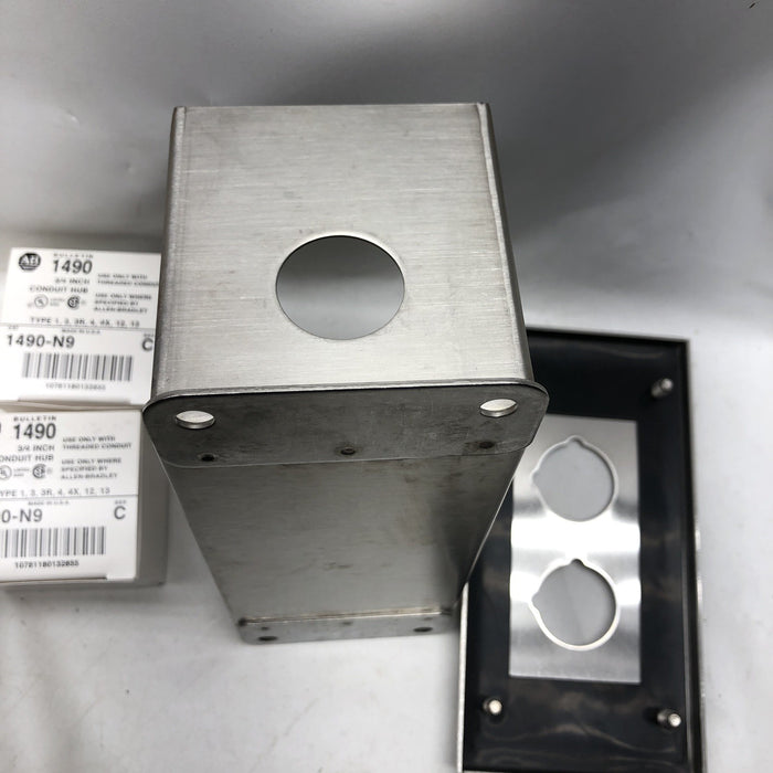 800H-2HZ4M NEW ALLEN-BRADLEY HEAVY DUTY PUSH BUTTON ENCLOSURE 2 HOLE TYPE SS