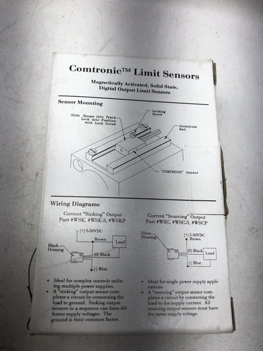 NEW WSC COMTRONIC LIMIT SENSORS FROM COMPACT CURRENT SOURCING OUTPUT 5-30VDC PNP
