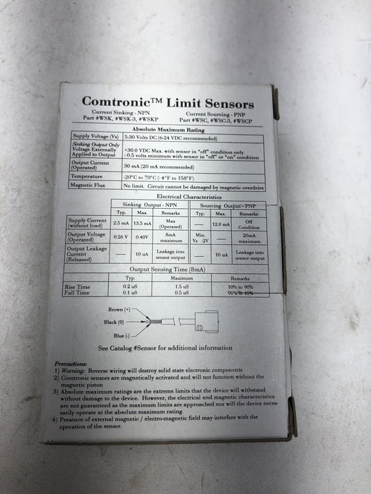 NEW WSC COMTRONIC LIMIT SENSORS FROM COMPACT CURRENT SOURCING OUTPUT 5-30VDC PNP