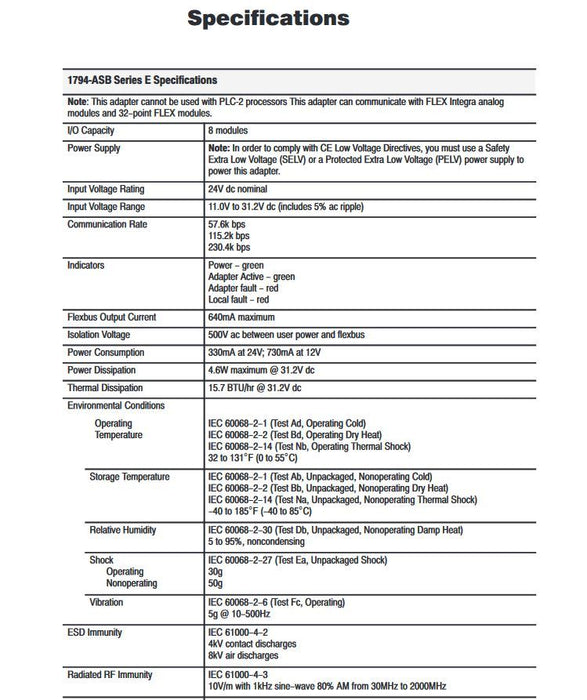 1794-ASB E ALLEN BRADLEY FLEXLOGIX CLEAN AND WORKING REMOTE I/O RIO 24VDC AB