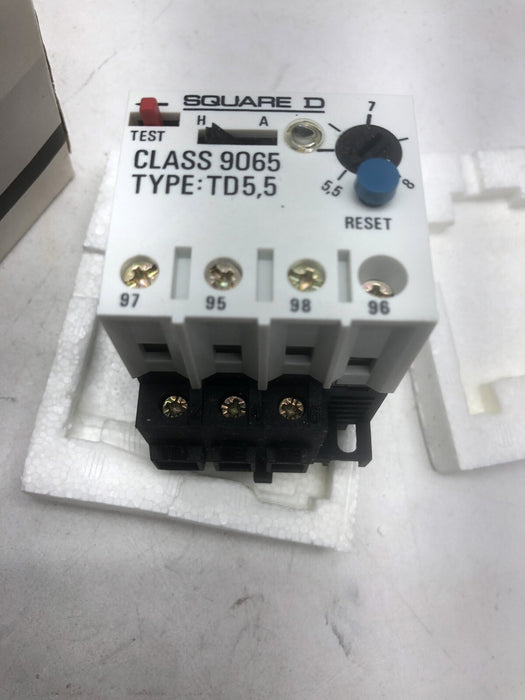NEW SQUARE D 9065 TD 5.5 THERMAL OVERLOAD RELAY NIB 5.5A TO 8A