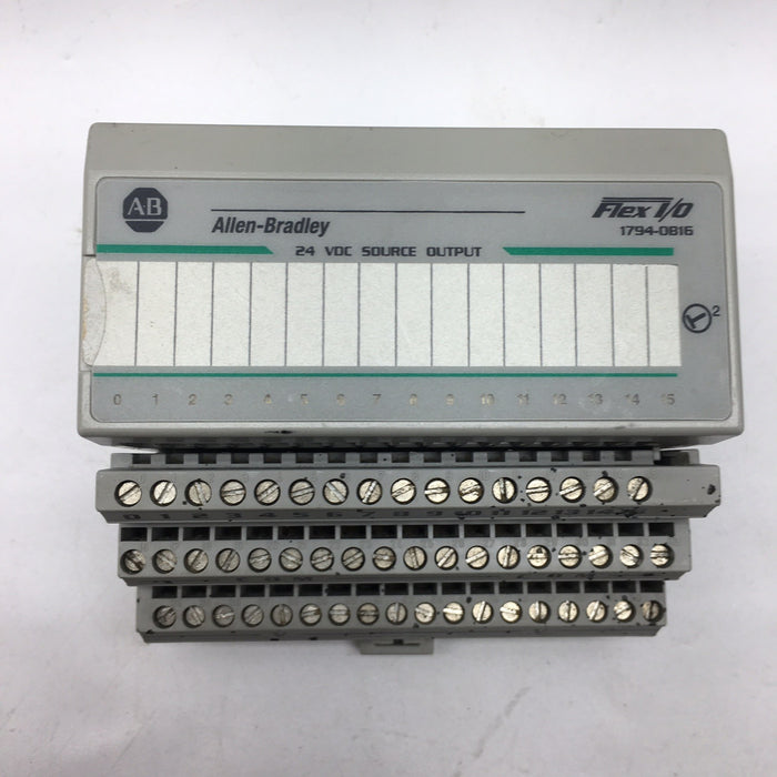 ALLEN BRADLEY 1794-OB16 FLEX I/O 24VDC SOURCE OUTPUT MODULE W/ 1794-TB2 BASE