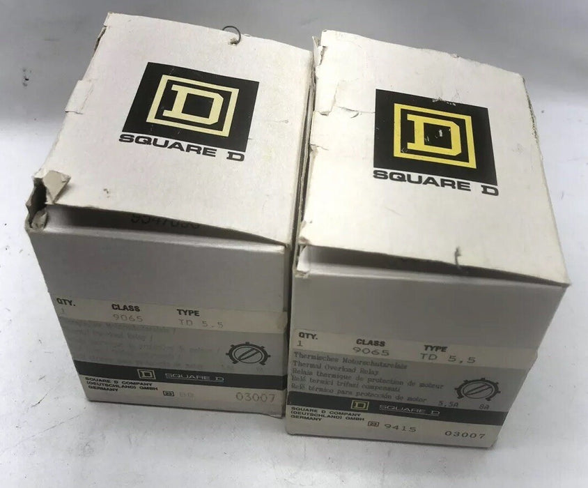 NEW SQUARE D 9065 TD 5.5 THERMAL OVERLOAD RELAY NIB 5.5A TO 8A