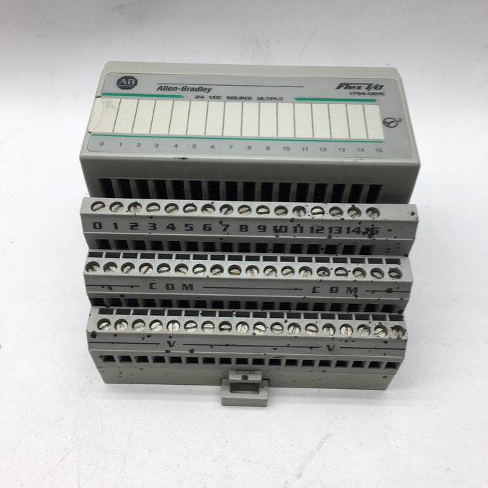 ALLEN BRADLEY 1794-OB16 FLEX I/O 24VDC SOURCE OUTPUT MODULE W/ 1794-TB2 BASE