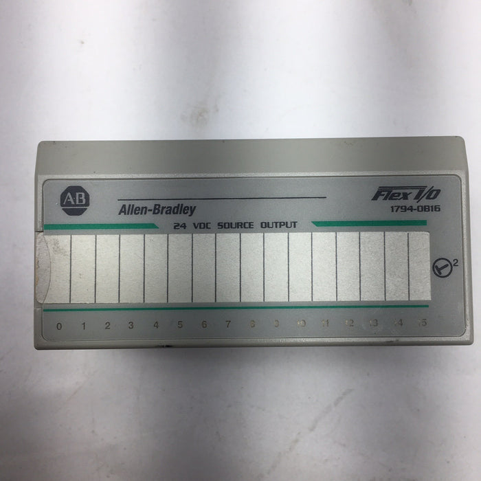 ALLEN BRADLEY 1794-OB16 FLEX I/O 24VDC SOURCE OUTPUT MODULE W/ 1794-TB2 BASE