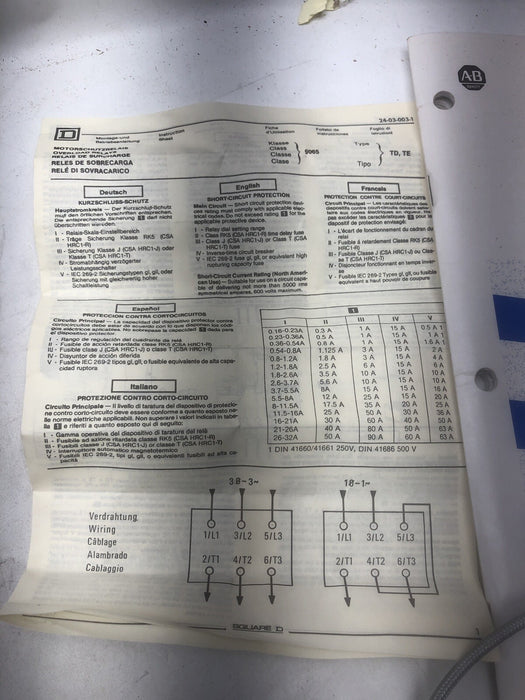 NEW SQUARE D 9065 TD 5.5 THERMAL OVERLOAD RELAY NIB 5.5A TO 8A