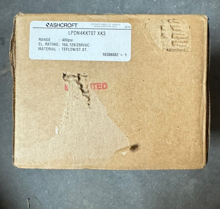 NEW ASHCROFT LPDN4KKT07 XK3 PRESSURE SWITCH RANGE400 PSI 15 AMP 125/250 VAC