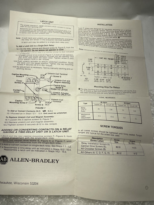 NEW ALLEN-BRADLEY BULLETIN 700 700-PL200A1 TYPE R 120 VAC RELAY
