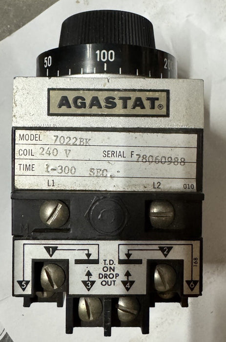 NEW AGASTAT 7022BK TIMING RELAY 1-300 SEC TIME OFF DELAY TIMER 240VAC COIL