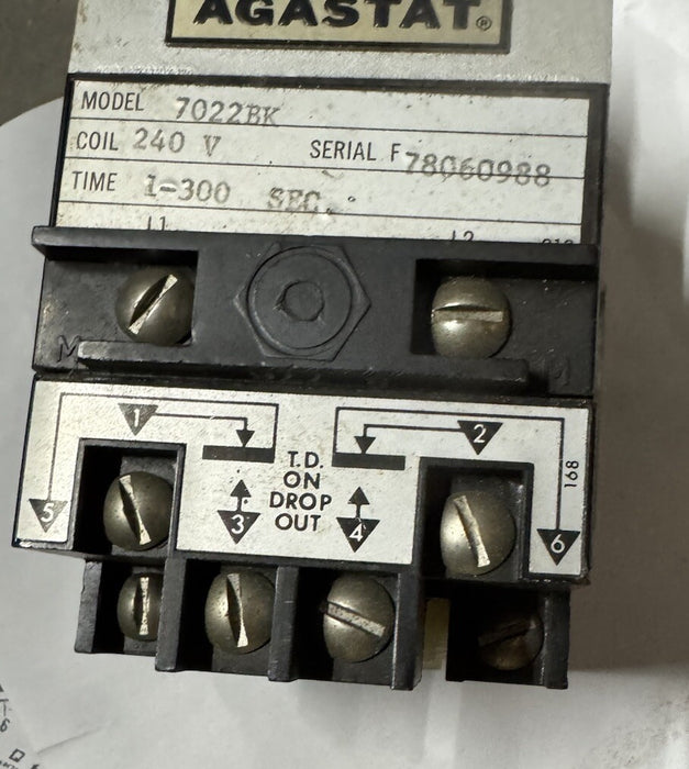 NEW AGASTAT 7022BK TIMING RELAY 1-300 SEC TIME OFF DELAY TIMER 240VAC COIL