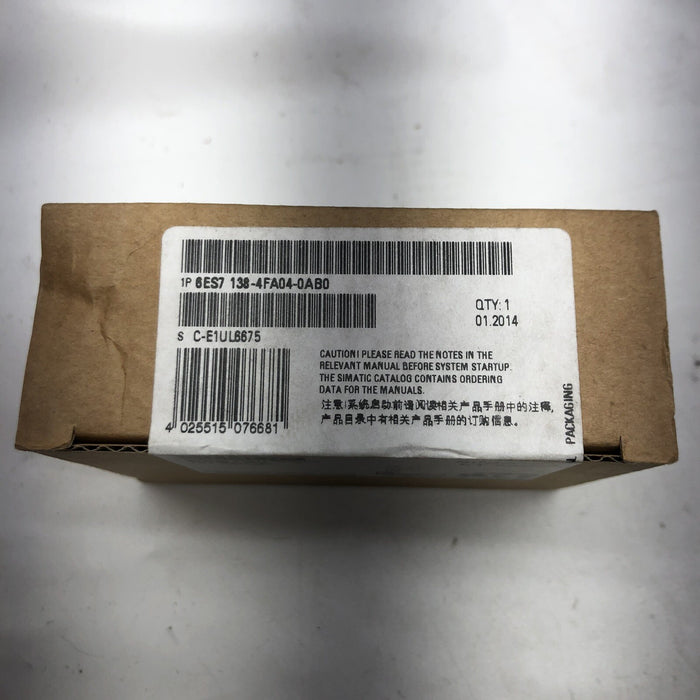 NEW SEALED 2014 6ES7 138-4FA04-0AB0 SIEMENS SIMATIC ET 200S 4/8 DIGITAL INPUT