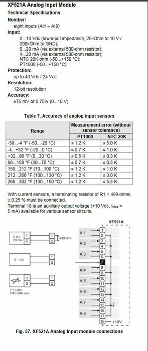 NEW HONEYWELL XF521A 8 CHANNEL ANALOG INPUT MODULE EXCEL 500/600 INTERNAL MODULE