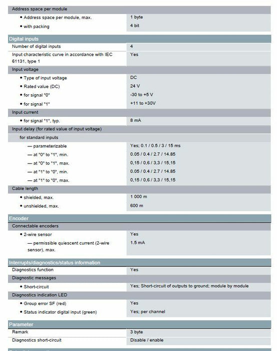 1 MODULE NEW 2015 6ES7 131-4BD01-0AB0 SIEMENS SIMATIC ET 200S DIGITAL INPUT