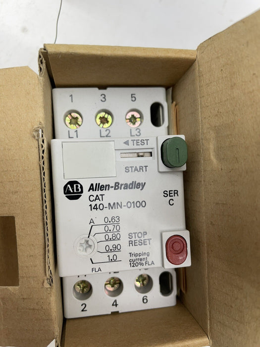 NEW ALLEN BRADLEY 140-MN-0100 MANUAL MOTOR STARTER W/ ADJ OVERLOAD