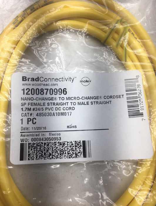 New Sealed Brad Connectivity / WoodHead Nano-Change to Micro-Change Cordset