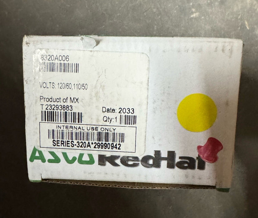 NEW ASCO REDHAT 120V 1/4" SOLENOID VALVE P8320A006 T 23293883