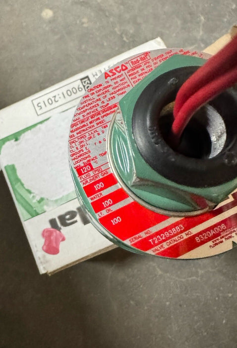 NEW ASCO REDHAT 120V 1/4" SOLENOID VALVE P8320A006 T 23293883