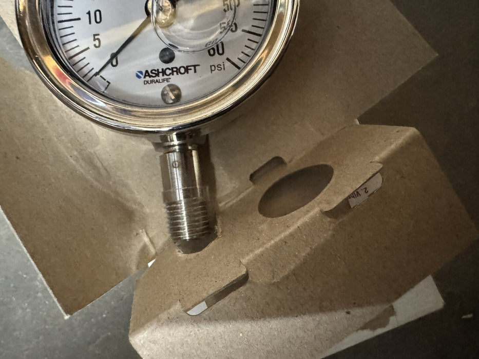 ASHCROFT 25 1009SWL02L60#  251009SWL02L60 (NEW IN BOX) 60 PSI GAUGE DURALIFE