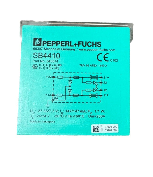 Pepperl+Fuchs Zener Barrier SB4410 P/N 545574 DUAL CHANNEL