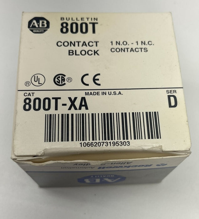QTY 1 NEW ALLEN BRADLEY 800T-XA  CONTACT BLOCK 1 NC 1 NO