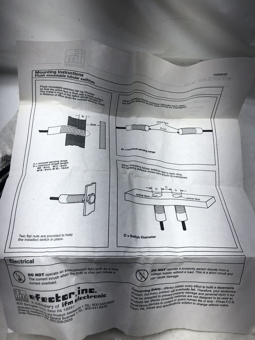 NEW IFM Efector II0098 Inductive Prox Sensor IIA0010-BBOA/V4A